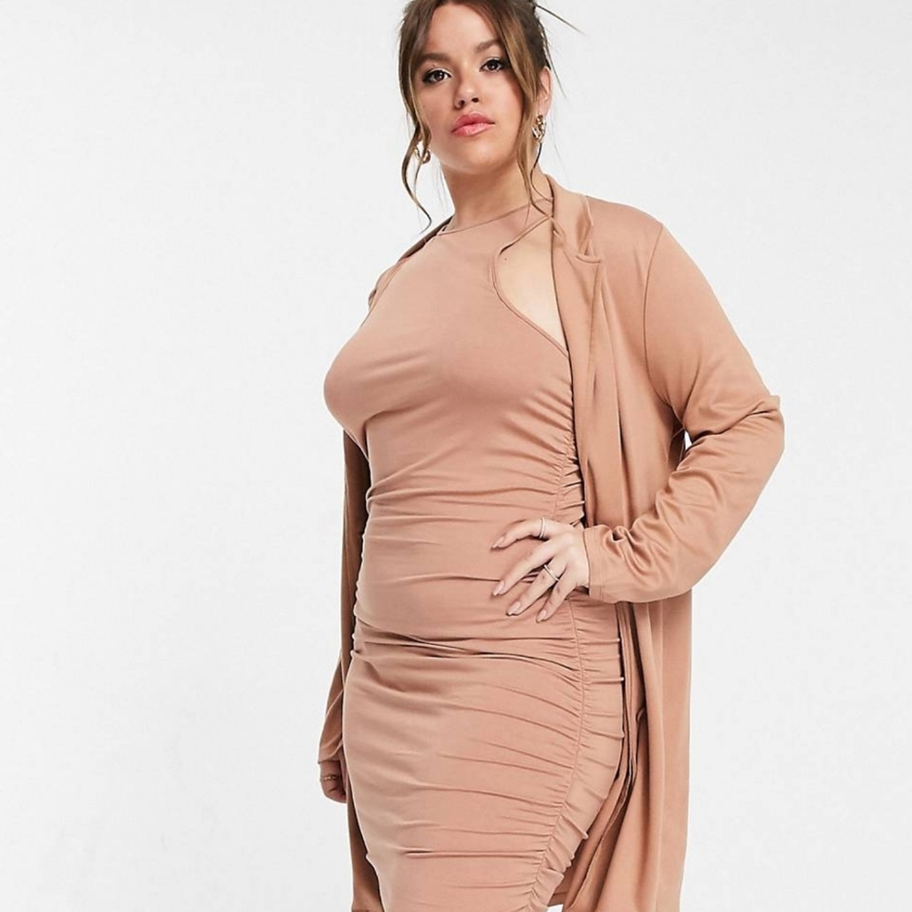NWT Brand New Mocha Summer ASOS Dress W/ Matching Blazer